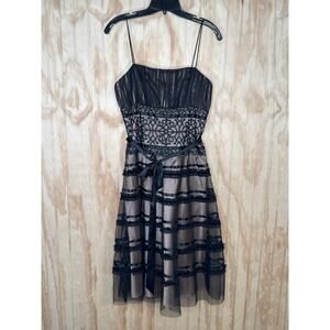 OC by OC by Oleg Cassini Formal Cocktail Tulle Dress NWT Black Tan Nude Size 4